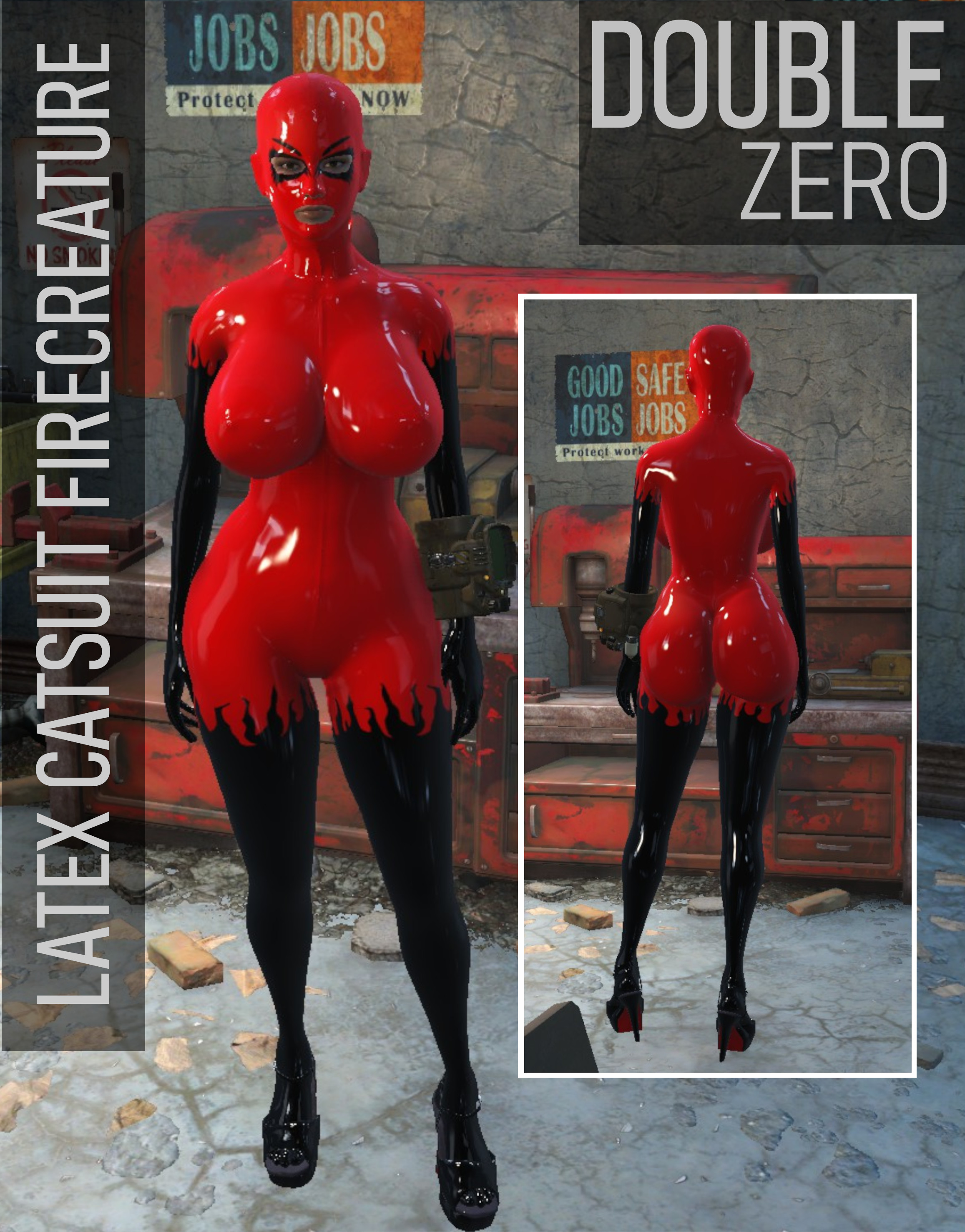 [Fallout 4] [Fusion Girl] [Mighty Morphin Hoods] Latex Catsuit Firecreature